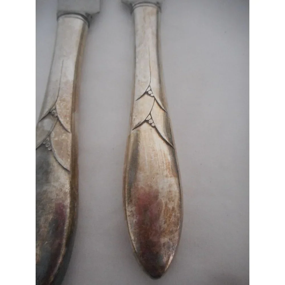 4 Oneida 1932 Lady Hamilton French Dinner Knives Art Deco Community Silver Plate